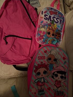 Multiples Pink Kids Backpack Set with LOL Surprise & Sassy Characters